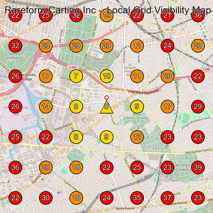 Rareform Carting Inc GeoGrid visibility map for Garbage Collection Service in Brooklyn